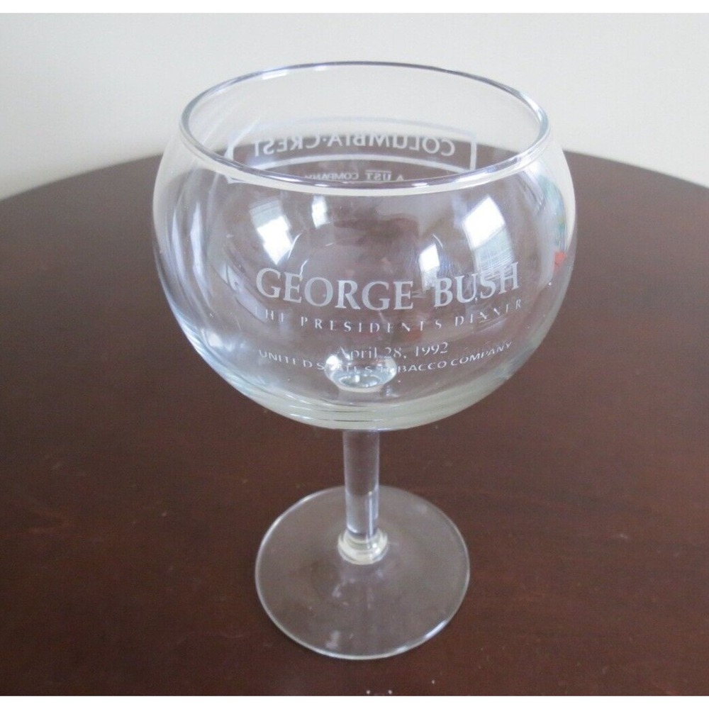 Vintage Wine Stem Glass 1992 Presidents Dinner George Bush Sr Columbia Crest
